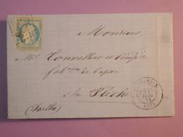 DK 20 FRANCE BELLE  LETTRE   1871 PETIT BUREAU  MONTARGIS A LA FLECHE +CERES 20C SIEGE +  AFF. INTERESSANT +++ + - 1849-1876: Période Classique