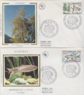 Andorra Pair On Silk FDCs - Environment & Climate Protection