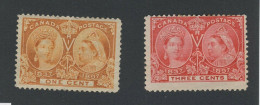 2x Canada Victoria Jubilee MH Stamps #51-1c F/VF 53-3c Fine Guide Value = $35.00 - Nuovi