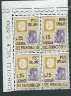 Italia 1962; Giornata Del Francobollo In Quartina D' Angolo Superiore. - 1961-70: Mint/hinged