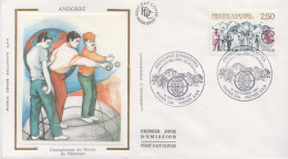 Andorra Stamp On Silk FDC - Bocce