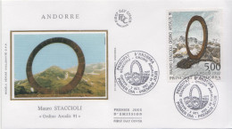 Andorra Stamp On Silk FDC - Scultura