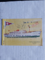 BIGLIETTO NAVE NAVIGAZIONE MADRID COMPAÑIA TRANSMEDITERRANEA BILLETE DE PASAJE ESPAÑA 1961 - Europe