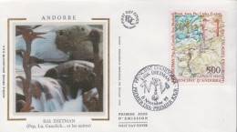 Andorra Stamp On Silk FDC - Scultura