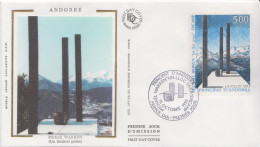 Andorra Stamp On Silk FDC - Scultura