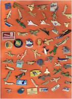 LOT 67 PINS THEME AVIATION AVION COMPAGNIE AERIENNE CONCORDE AIR FRANCE ARMEE DE L AIR AERO CLUB COLOMBIA MERMOZ - Avions