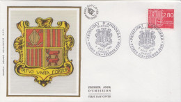 Andorra Stamp On Silk FDC - Omslagen