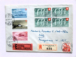 SUISSE / SCHWEIZ / SWITZERLAND / 1947, R- / Express Brief LA CHAUX-DE-FONDS 26.VI.47 Mit Kpl Satz(+) PP 1947 Nach BASEL - Brieven En Documenten