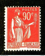 285 - 90c Rouge Type PAIX - Neuf N* - Très Beau - 1932-39 Paix