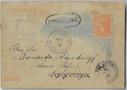 Brazil 1895 Postal Stationery Card Porto Alegre - Padre Eterno - Sapiranga Cancel Oval Border Correio Urbano Urban Mail - Postwaardestukken