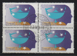 Brazil 1976 First Day Cancel On Block Of 4 - Unused Stamps