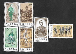 SE)1986 POLAND, FROM THE CYCLING SERIES, CENTENARY OF THE WARSAW CYCLING SOCIETY, 6 MNH STAMPS - Oblitérés