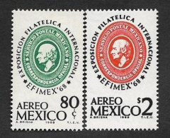 SE)1968 MEXICO, INTERNATIONAL PHILATELIC EXHIBITION EFIMEX 68', EMBLEM 80C SCTC333 & 2P SCTC334, 2 MNH STAMPS - Mexico