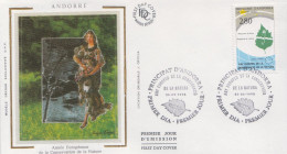 Andorra Stamp On Silk FDC - Environment & Climate Protection