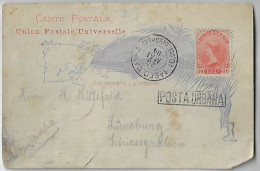 Brazil 1894 Postal Stationery Card From Salvador To Lüneburg Germany Cancel Rectangular Border Posta Urbana Urban Mail - Postal Stationery