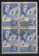 Brazil 1947 First Day Cancel On Block Of 4 - Unused Stamps