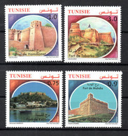 2021- Tunisia - Forts From Tunisia -Tabarka Fort - Hammamet Fort  - Kelibia Fort - Mahdia Fort - Complete Set 4v.MNH** - Denkmäler