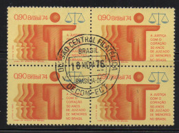 Brazil 1974 First Day Cancel On Block Of 4 - Unused Stamps