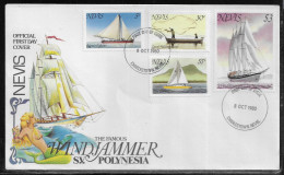 Nevis FDC Mi. 39-42.   Sailing Ships.  FDC Cancellation On Cachet FDC Envelope - St.Kitts Und Nevis ( 1983-...)