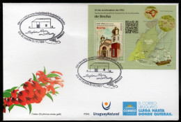 URUGUAY 2023 (Churchs, Ships, Fortifications, Architecture, Military, Christianism, Saint Michael, Saint Teresa) - 1 FDC - Iglesias Y Catedrales