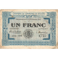 France, Nevers, 1 Franc, 1915, TB, Pirot:90-7 - Chamber Of Commerce