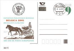 CDV A 70 Czech Republic Belgica Stamp Exhibition 2001 Coach Horse - Cartoline Postali