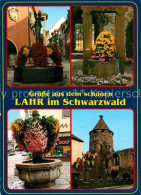 73226331 Lahr Baden Innenstadt Brunnen Blumenschmuck Storchenturm Lahr Baden - Lahr
