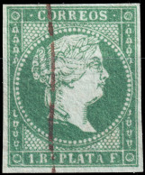 ESPAGNE - ESPAÑA - COLONIAS (Antillas)1855 Ed.2 1R Verde - Inutilizado A Pluma (fil. Lazos) - Sonstige & Ohne Zuordnung