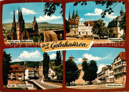 73226086 Gelnhausen Blick Vom Halbmond Obermarkt Peterskirche Kinzigbruecke Geln - Gelnhausen