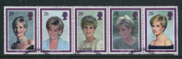 STAMPS - 1998 PRINCESS DIANA - STRIP OF 5 VFU - Used Stamps