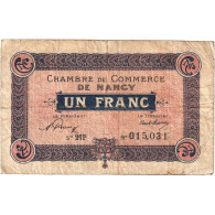 France, Nancy, 1 Franc, 1921, TB, Pirot:87-49 - Handelskammer