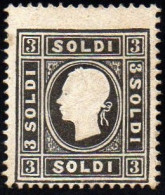 * 1858  Lombardo Veneto 3 Soldi Nero Sassone N 24 (16000) - Lombardije-Venetië