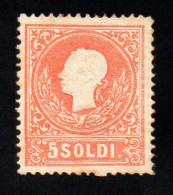 * 1858 Lombardo Veneto 5 Soldi Rosso Sassone N 25 Cert. E. Diena , Ferrario (5500) - Lombardy-Venetia