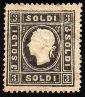 * 1859 Lombardo Veneto 3 Soldi Nero Sassone N 29 Cert E. Diena (32000) - Lombardije-Venetië