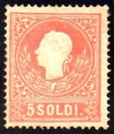 * 1859 Lombardo Veneto 5 Soldi Rosso Sassone N 30 (1000) - Lombardije-Venetië