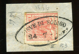 Fr 1850 - Lombardo Veneto - C.15 Rosso Carminio Pieve Di Soligo 11 P.ti - Lombardo-Venetien