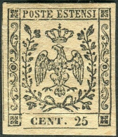 * 1852- Modena - 25 C. Camoscio Nuovo Gomma (4a) Verifica L.Guido - Modena