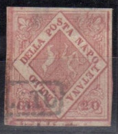 Us  Napoli 1858 20 Grana Rosa Lilaceo N 12a Leggero Assottiglamento Cert. Manzoni - Napels