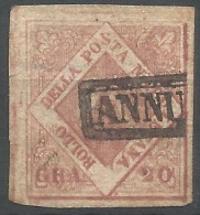 Us  Napoli 1858 20 Grana N 12 Filigrana Bolli Postali Cert. Guido - Napoli