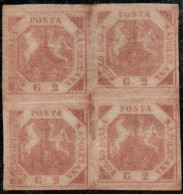 * 1858 - Napoli Quartina 2 Grana I Tavola (5d), Pos. 17-18-27-28 Doppio Disallineamento, Cert Merone (24.000) - Neapel