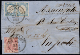 Ltr 1858/61 -  Napoli - Lettera Mista Napoli E Province 10 Grana(11)+ Due Val 2 Grana(20k) RARA, Cert Merone - Nápoles