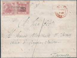 Ltr 1860 - Napoli - Piego Da Napoli A Taranto, 2 Gr (7a) + 1 Gr (4c), Tassa Per Insofficiente Francatura, Cert. Borrelli - Napels