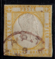 Us 1861 -  Napoli Province Napoletane Effigie V. E. II 20 Grana Giallo Ar (23a),bollo Cerchio Piccolo Rosso Cert.Merone - Napels