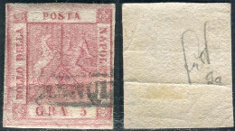 Us 1858 - Napoli - 5 Grana Carminio Vivo (9a) II Tavola, La Piega Orizzontale è La Filigrana Perimetrale. Cert. Guido - Napoli
