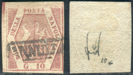 Us 1858 - Napoli - 10 Grana Rosa Brunastro I Tav (10g) Senza Filigrana. Cert. Guido - Napoli