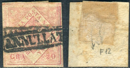 Us 1858 - Napoli - Falso Dell'epoca Usato 20 Grana Carminio (F12) V Tipo Senza Ritocco RARO, Vale Il Triplo, Cert. L.Gui - Napels