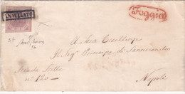 Ltr 1858 - Napoli - Lettera Da Foggia A Napoli, 2 Gr Lilla Rosa (5b) Tinta Di Pregio, Cert. Biondi & Merone - Napels