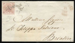 Ltr 1858 - Napoli - Lettera Da Catanzaro, 2 Gr Rosa Brunastro III (7) Svolazzo Tipo 21 Punti 7, Chiavarello - Napoli