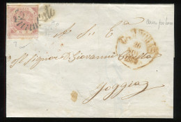 Ltr 1858 - Napoli - Lettera Da Campobass A Foggia, 2 Gr Rosa Brunastro III (7)Svolazzo Tipo 32 Punti 8, Cert.Viesti - Napoli