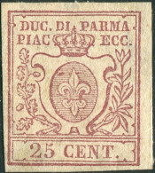 * 1857/59 Parma - 25 Centesimi Bruno Lilla (10) Nuovo Con Gomma Parziale - Parme